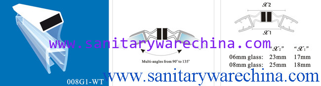 Sealing Strips/waterproof magnetic strips/shower door seals/PVC Magnetic Seal 008G1-WT